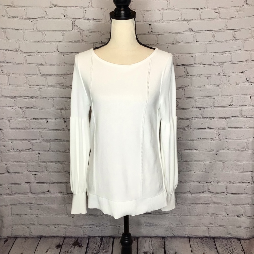Ann Taylor Ivory Long Bishop Sleeve Sweater Medium